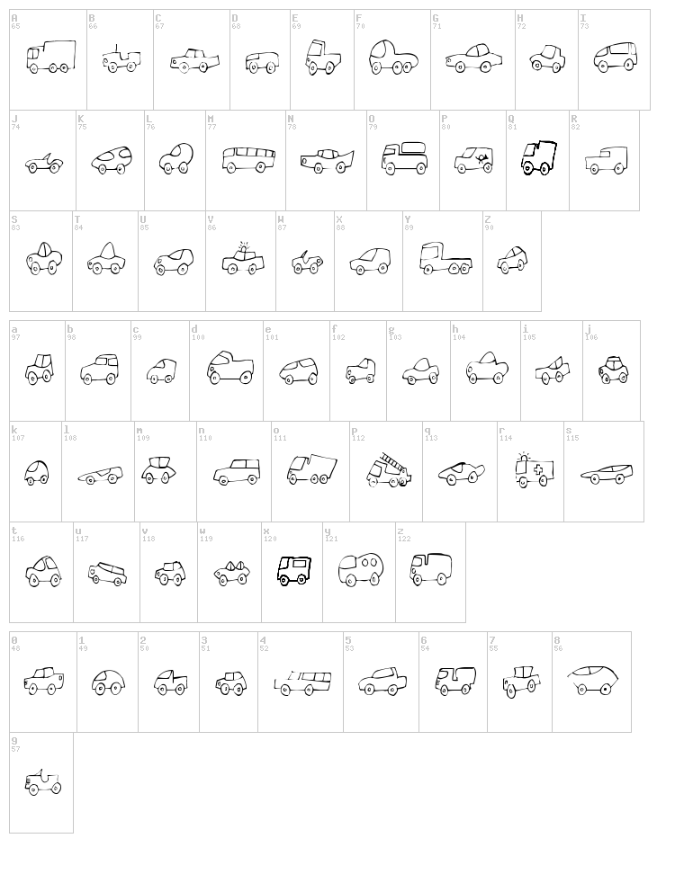 FE Fantastique Cars font map